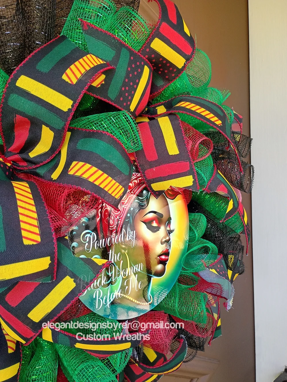 Vibrant Afrocentric Juneteenth Decorative Wreath - Red, Green, Black, Yellow